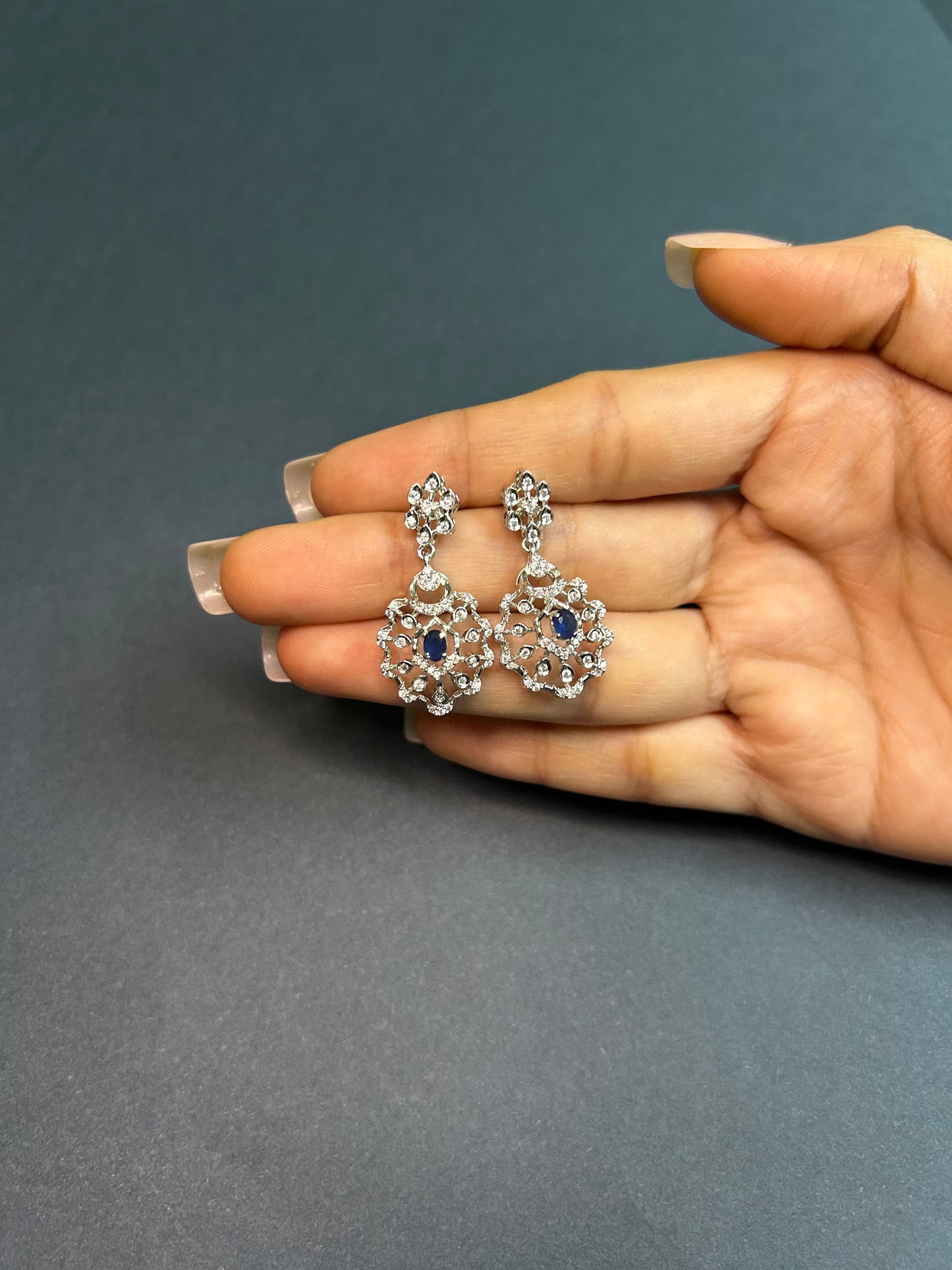 Midnight Bloom Crystal Drop Earrings Shavi Development