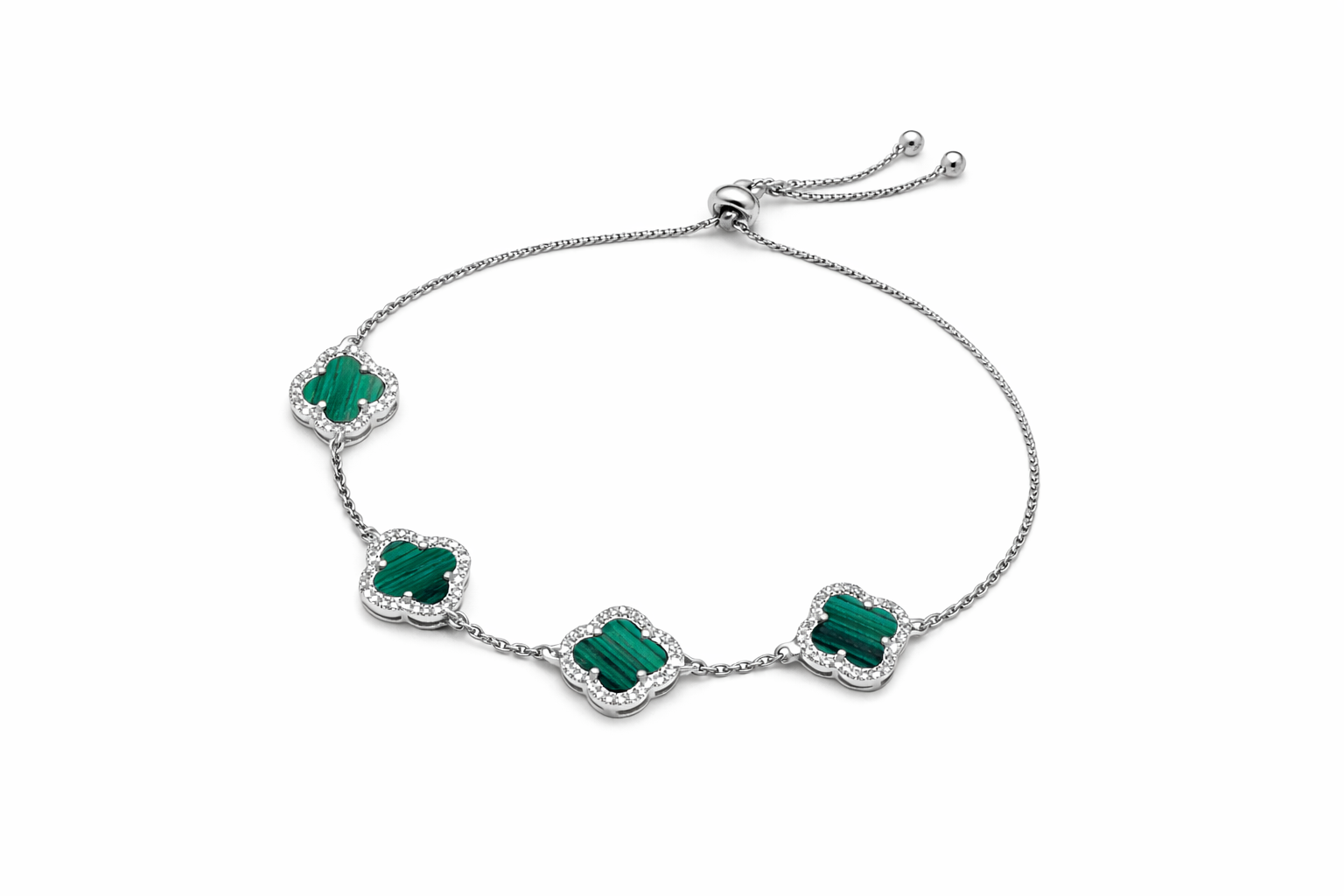 Clover Grace 925 Silver Green Stone Bracelet for Women Shavi