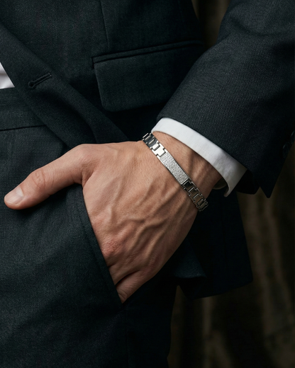 Classic Mark – Solid Men’s 925 Sterling Silver Bracelet Shavi Jewellery