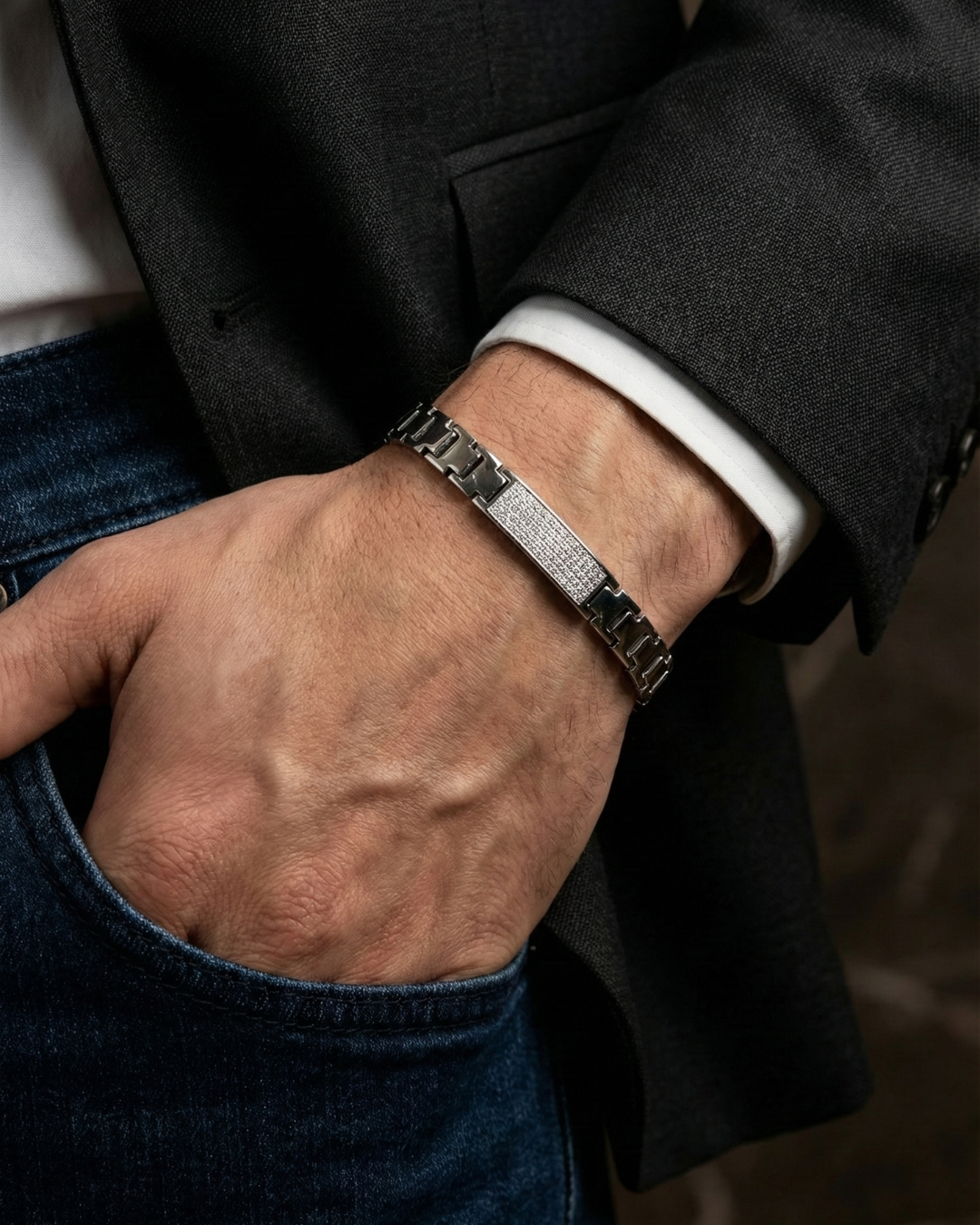 Classic Mark – Solid Men’s 925 Sterling Silver Bracelet Shavi Jewellery