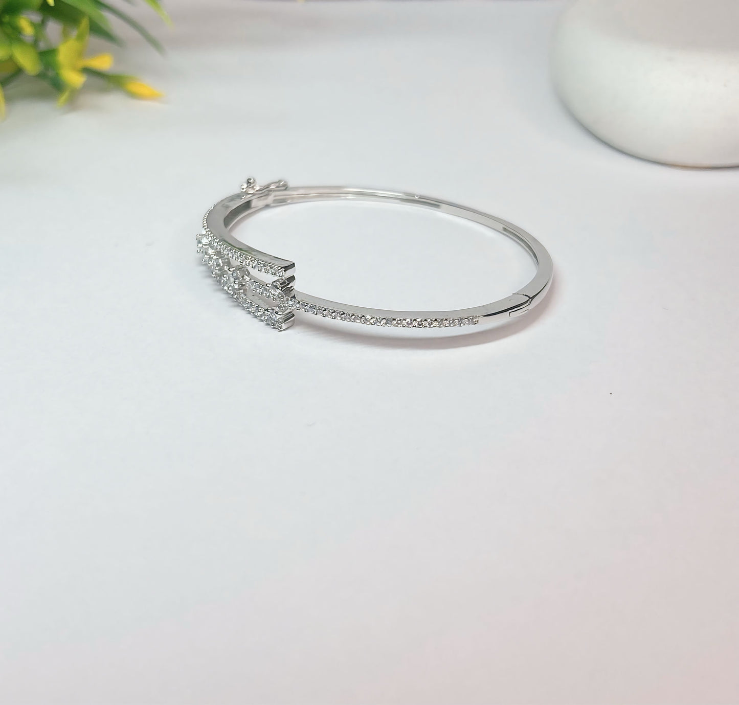 Silver Zirconia Triple line Bracelet