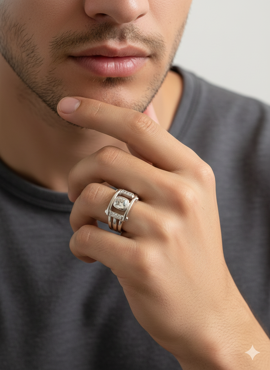 The Charmer – Men’s 925 Sterling Silver Statement Ring - Shavi Jewellery