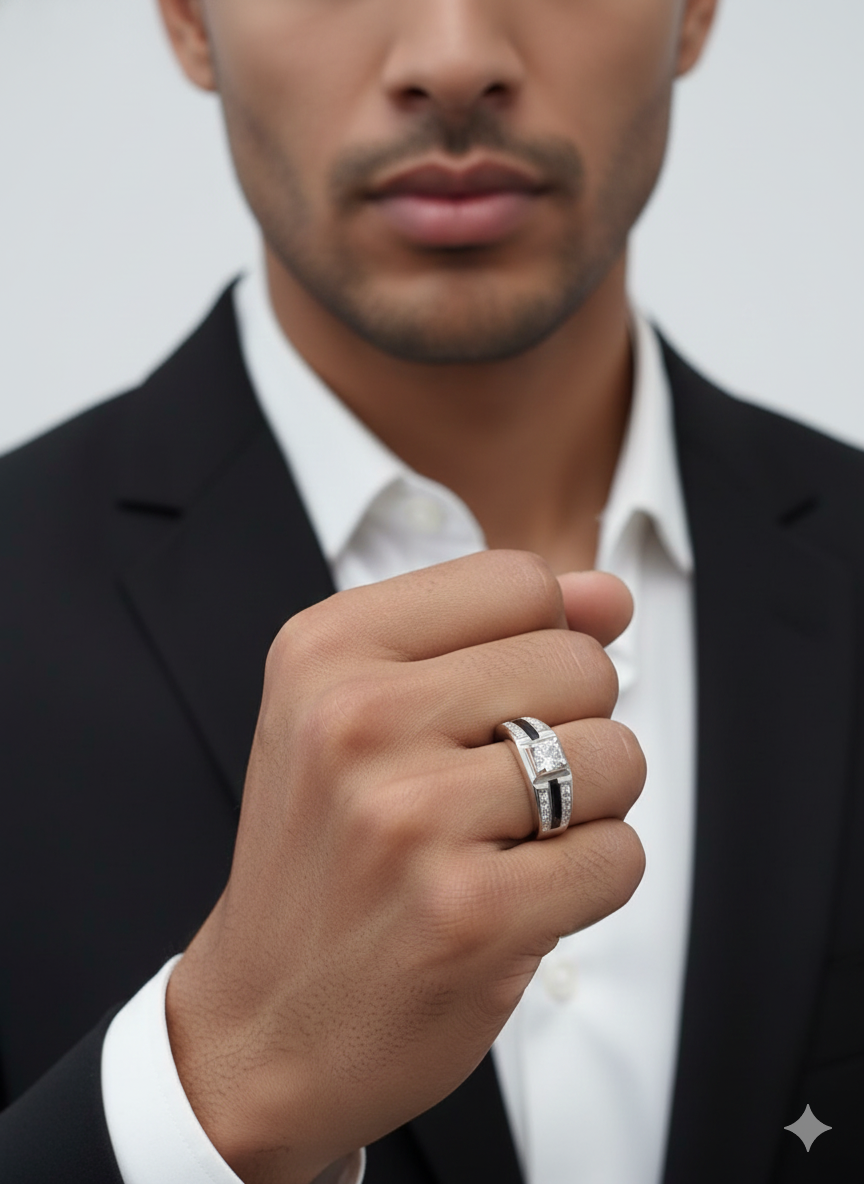 Men’s Minimalist Ring – 925 Sterling Silver Statement Ring Shavi Jewellery