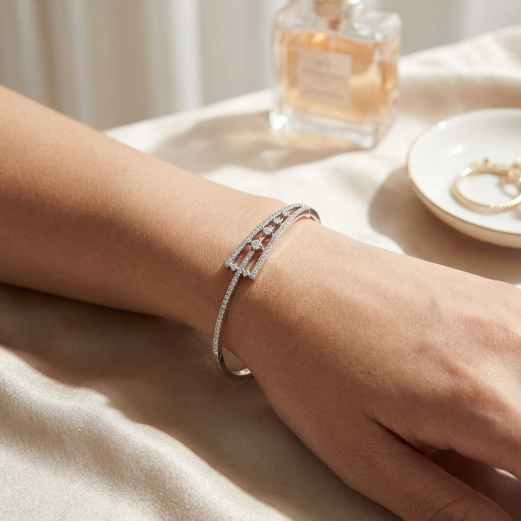 Silver Zirconia Triple line Bracelet