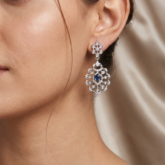 Midnight Bloom Crystal Drop Earrings