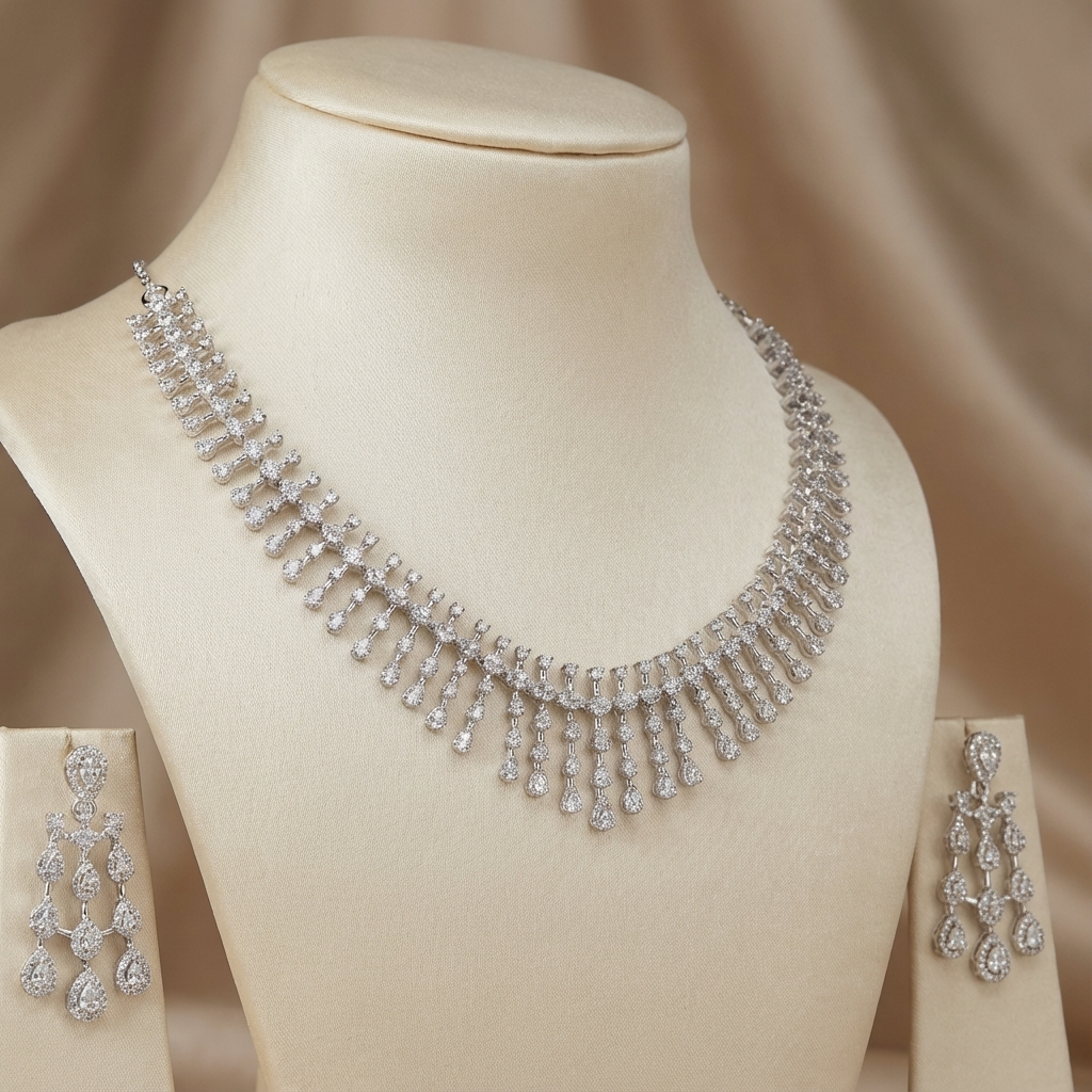 Tarana Drip Silver Set