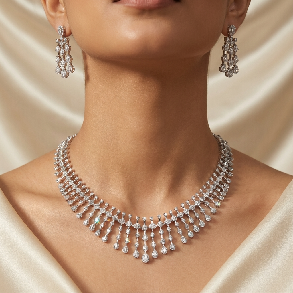 Tarana Drip Silver Set
